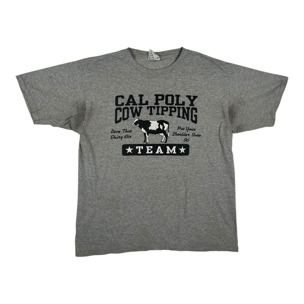 Vintage Cal Poly Cow Tipping Team T-Shirt Mens Large Gray College Humor